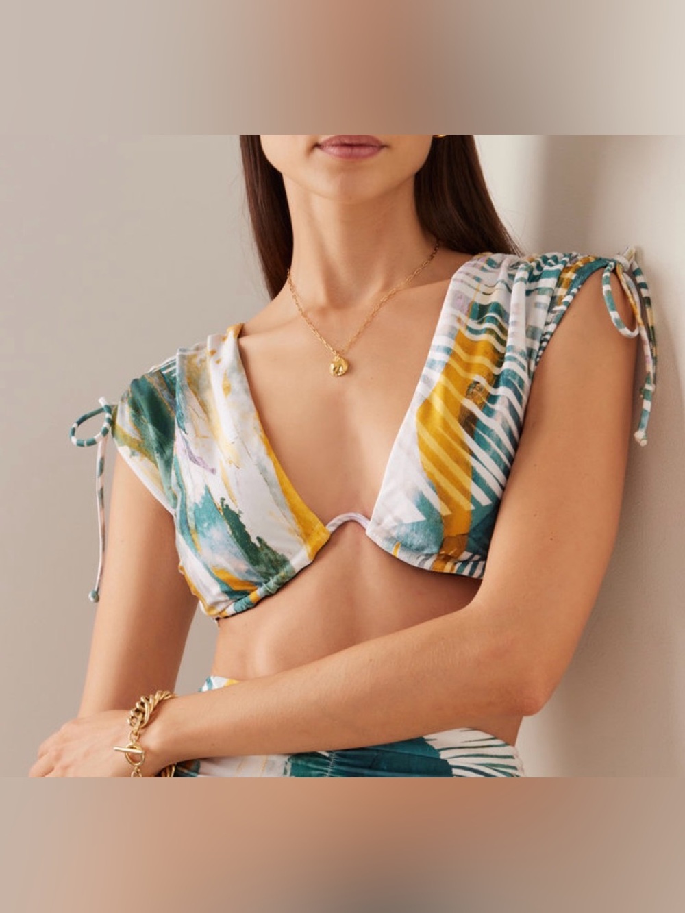 Andrea Iyamah Menasa High Rise Bikini Top Blue Small NWT IN PACKAGE